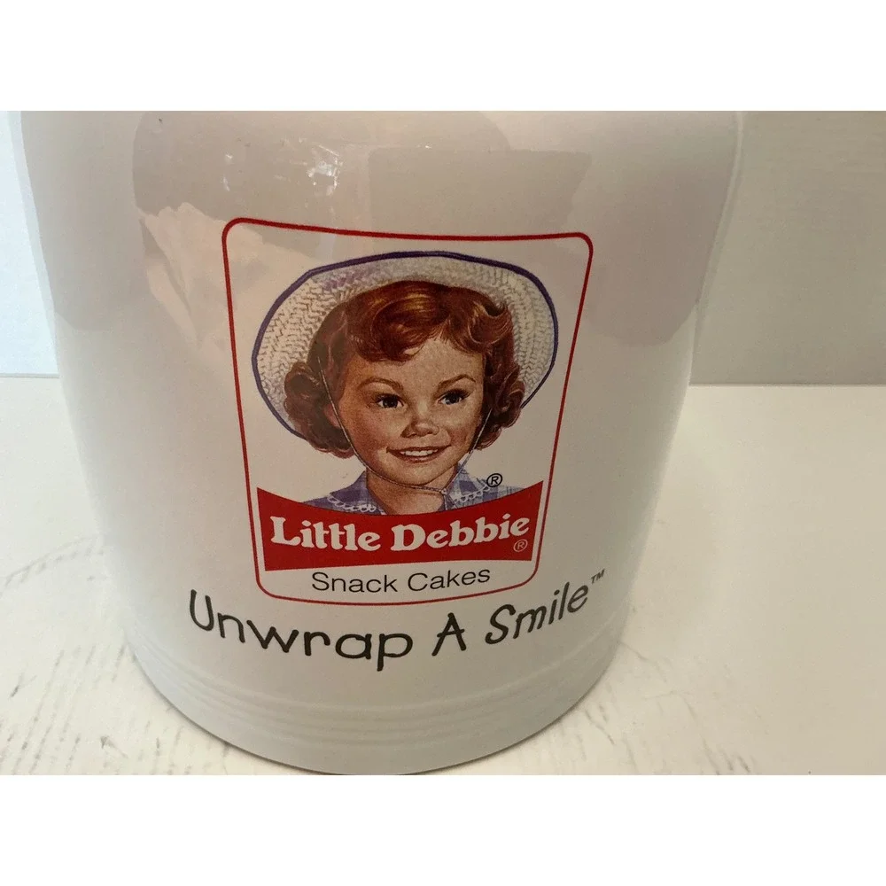 Little Debbie Vintage Snack Cakes Cookie Jar Unwrap A Smile Ceramic White Large